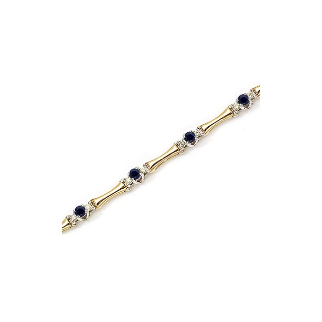 14K Yellow Gold Round Sapphire and Diamond Bracelet