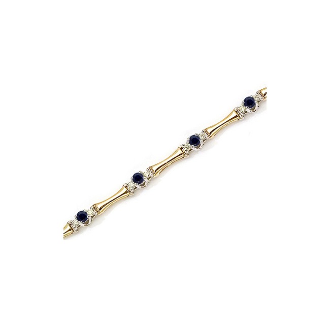 14K Yellow Gold Round Sapphire and Diamond Bracelet