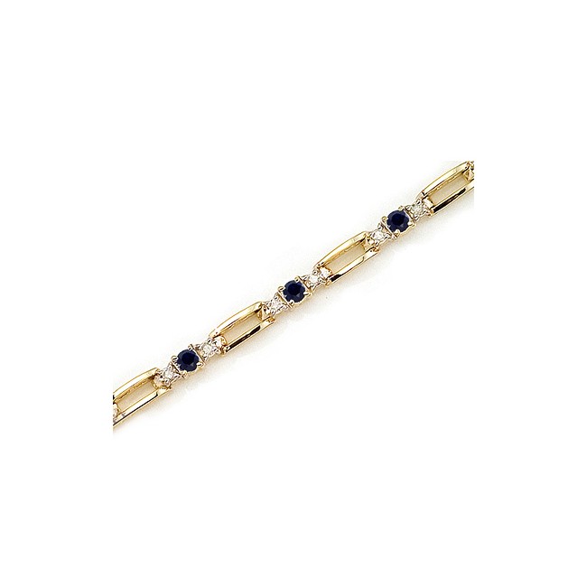 14K Yellow Gold Round Sapphire and Diamond Bracelet