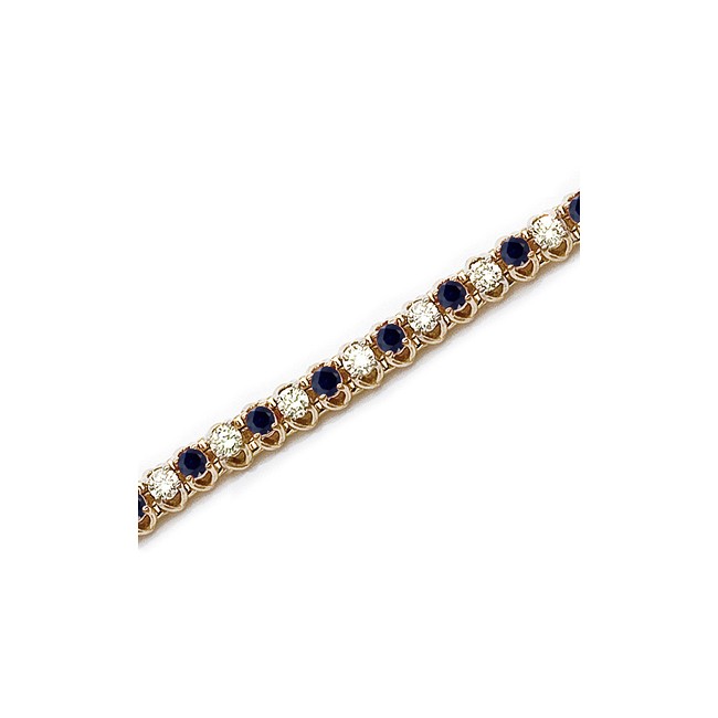 14K Yellow Gold Round Sapphire and Diamond Bracelet