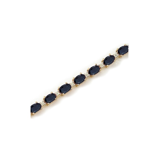 14K Yellow Gold Oval Sapphire and Diamond Bracelet