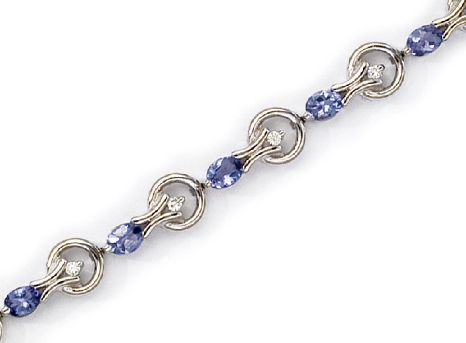 14K Yellow Gold Oval Tanzanite and Diamond Bracelet