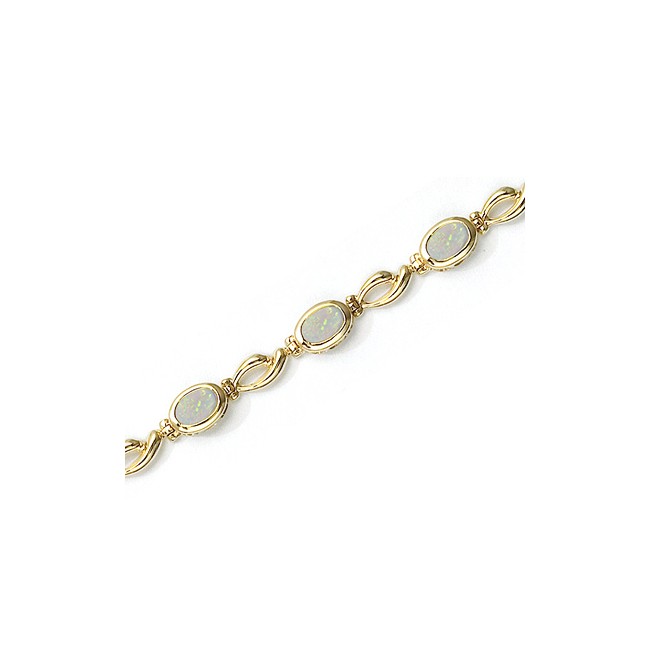 14K Yellow Gold Oval Opal Bracelet
