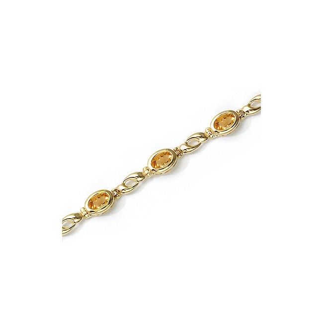 14K Yellow Gold Oval Citrine Bracelet