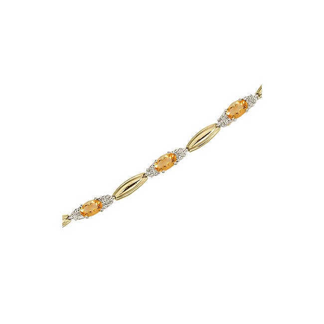 14K Yellow Gold Oval Citrine and Diamond Bracelet