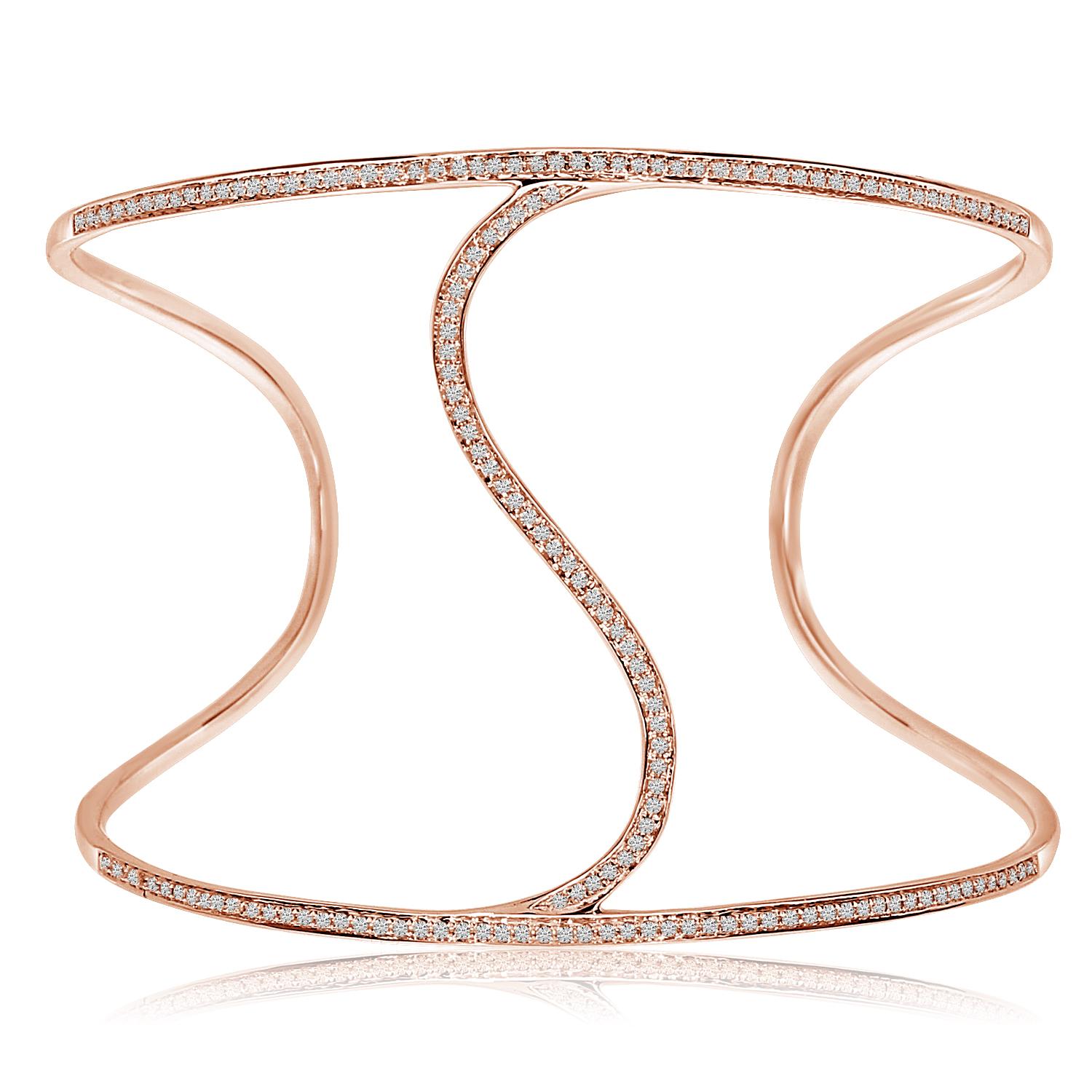 14K Rose Gold S Cuff Diamond Bracelet