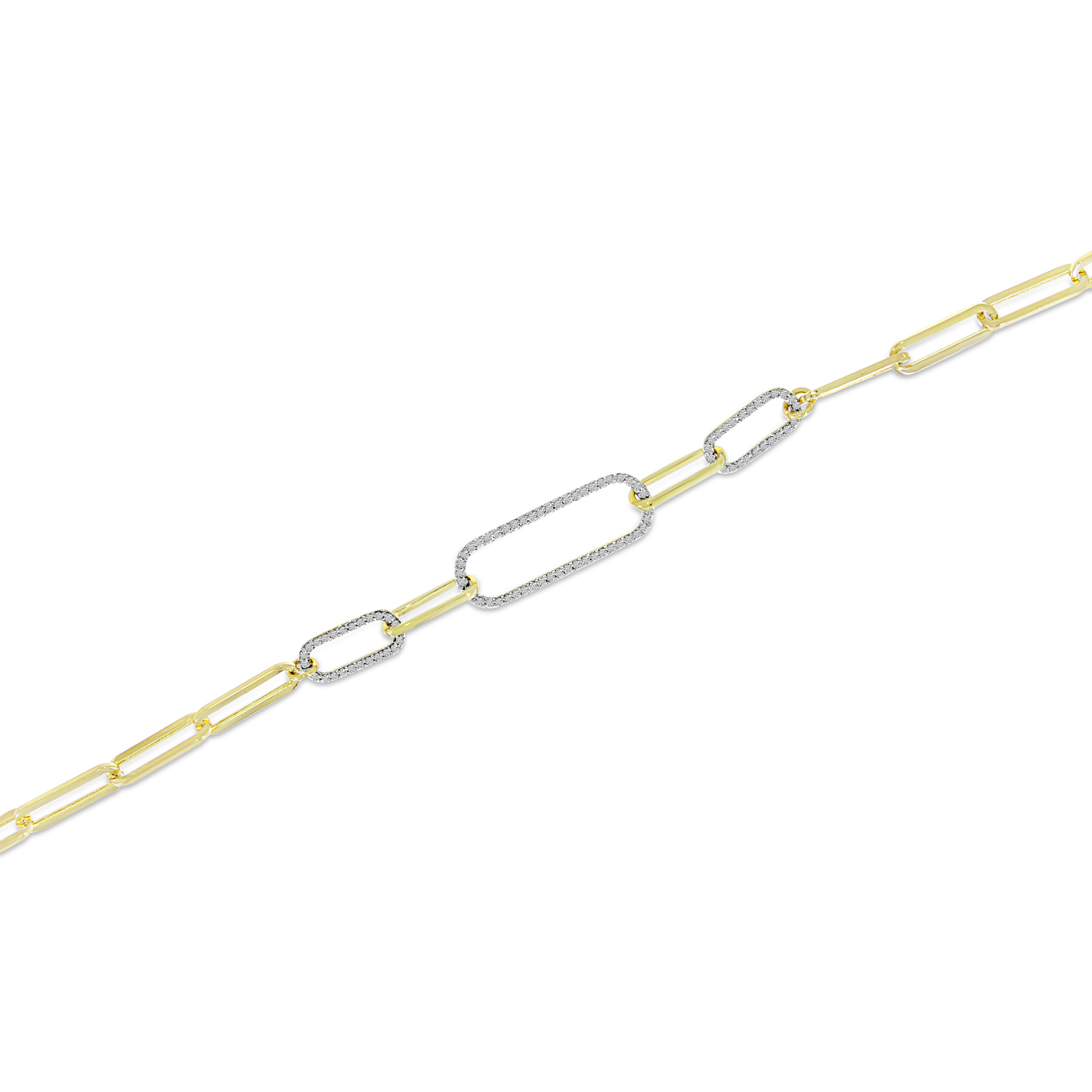 14K Yellow Gold Triple Paperclip Diamond Bracelet