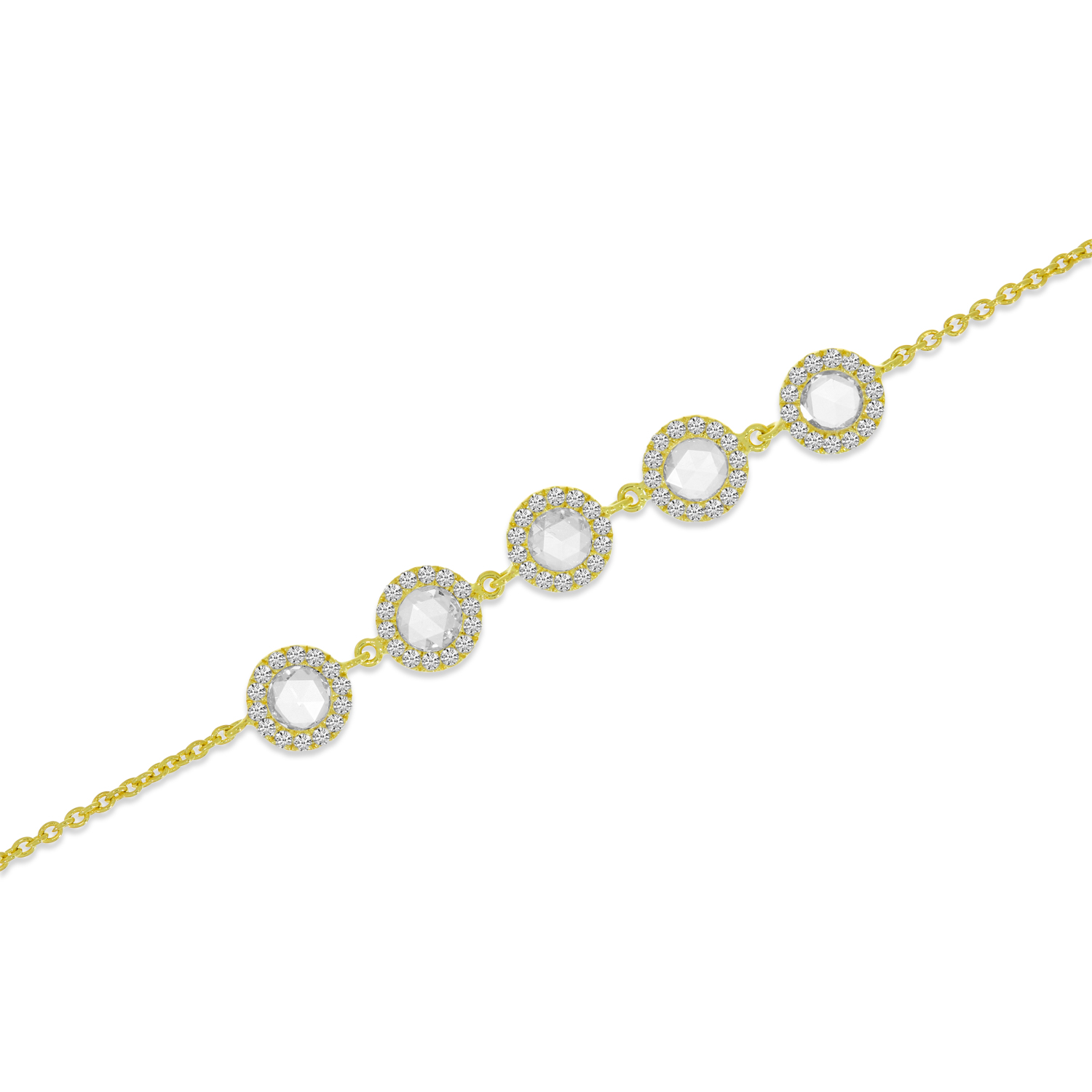 14K Yellow Gold Rose Cut Diamond Bolo Bracelet