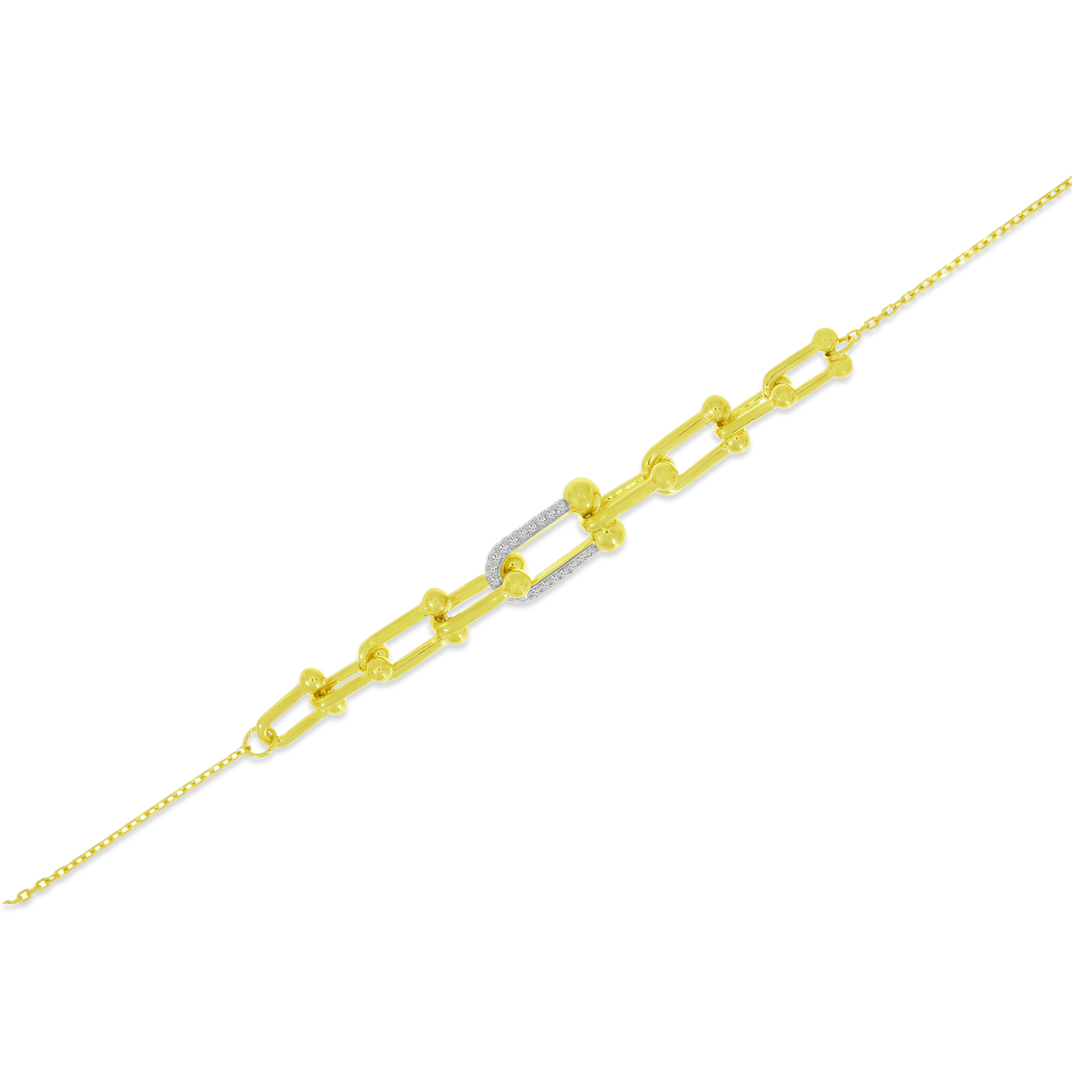 Colormerchants - 14K Yellow Gold U Link Chain Bracelet
