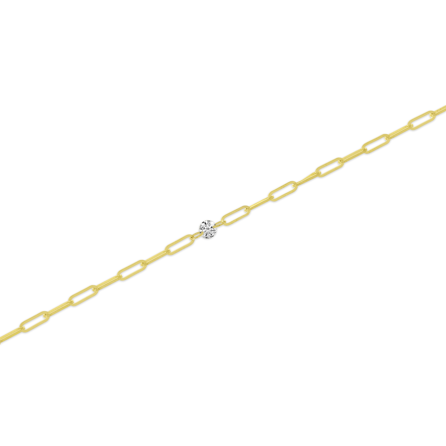 14K Yellow Gold Dashing Diamond Paperclip Chain Permanent Bracelet