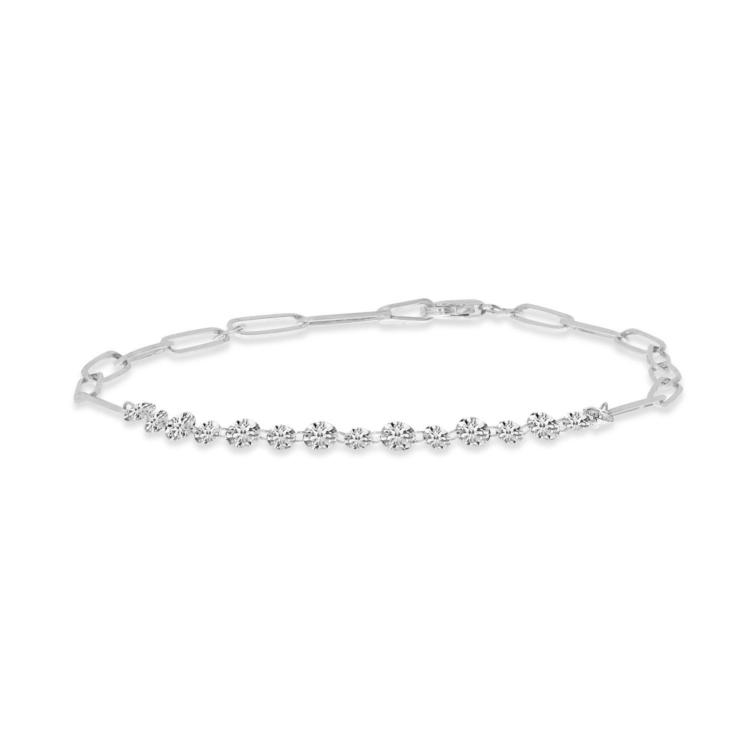14K Yellow Gold Dashing Diamond Paperclip Bracelet