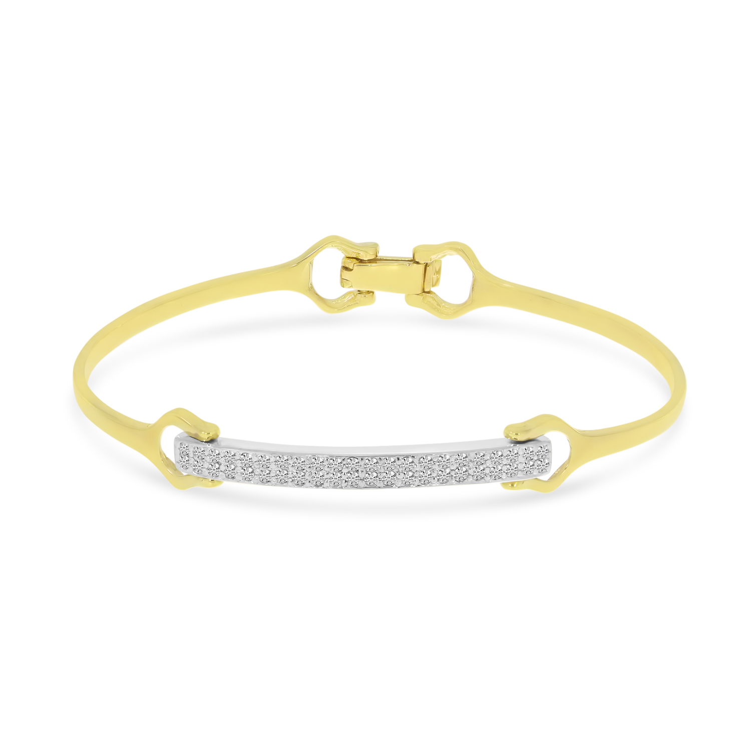 14K Two-Tone Diamond Buckle Bangle