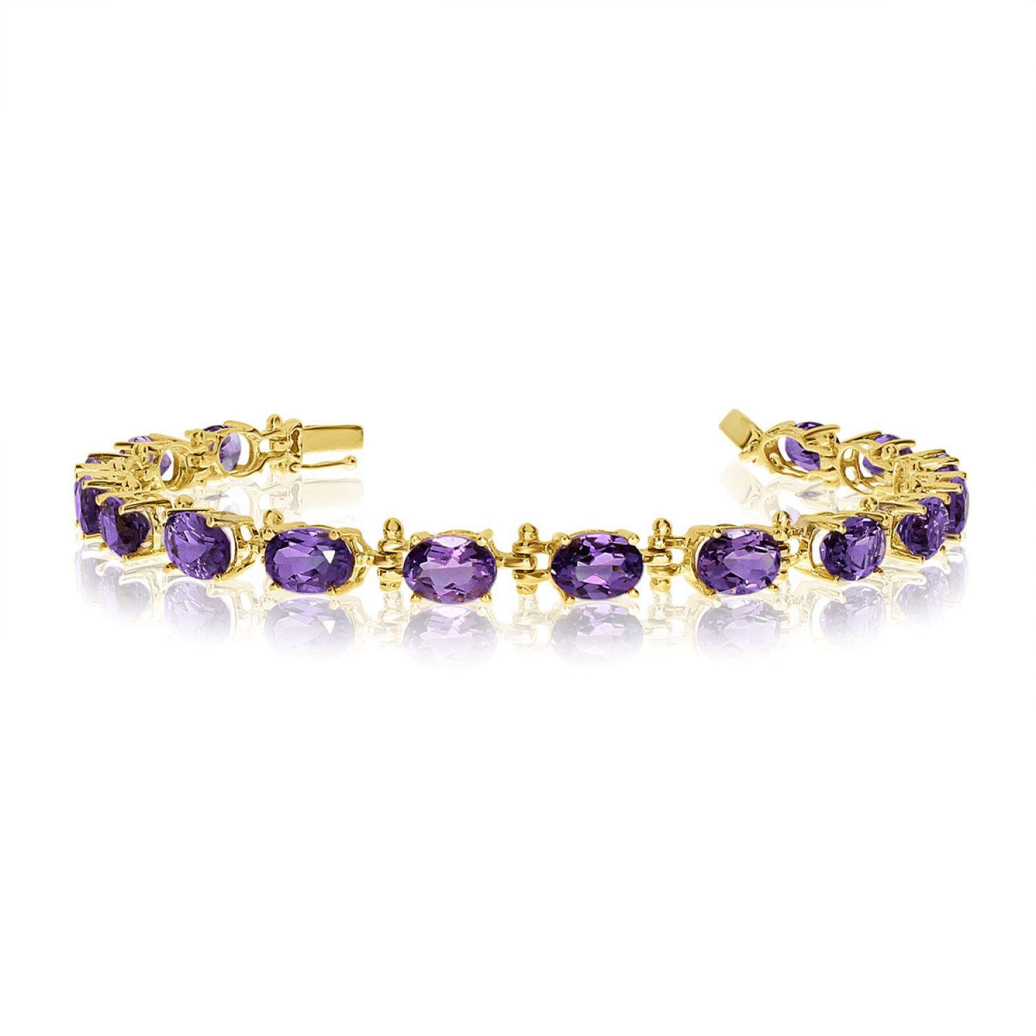 14K Yellow Gold Oval Amethyst Bracelet