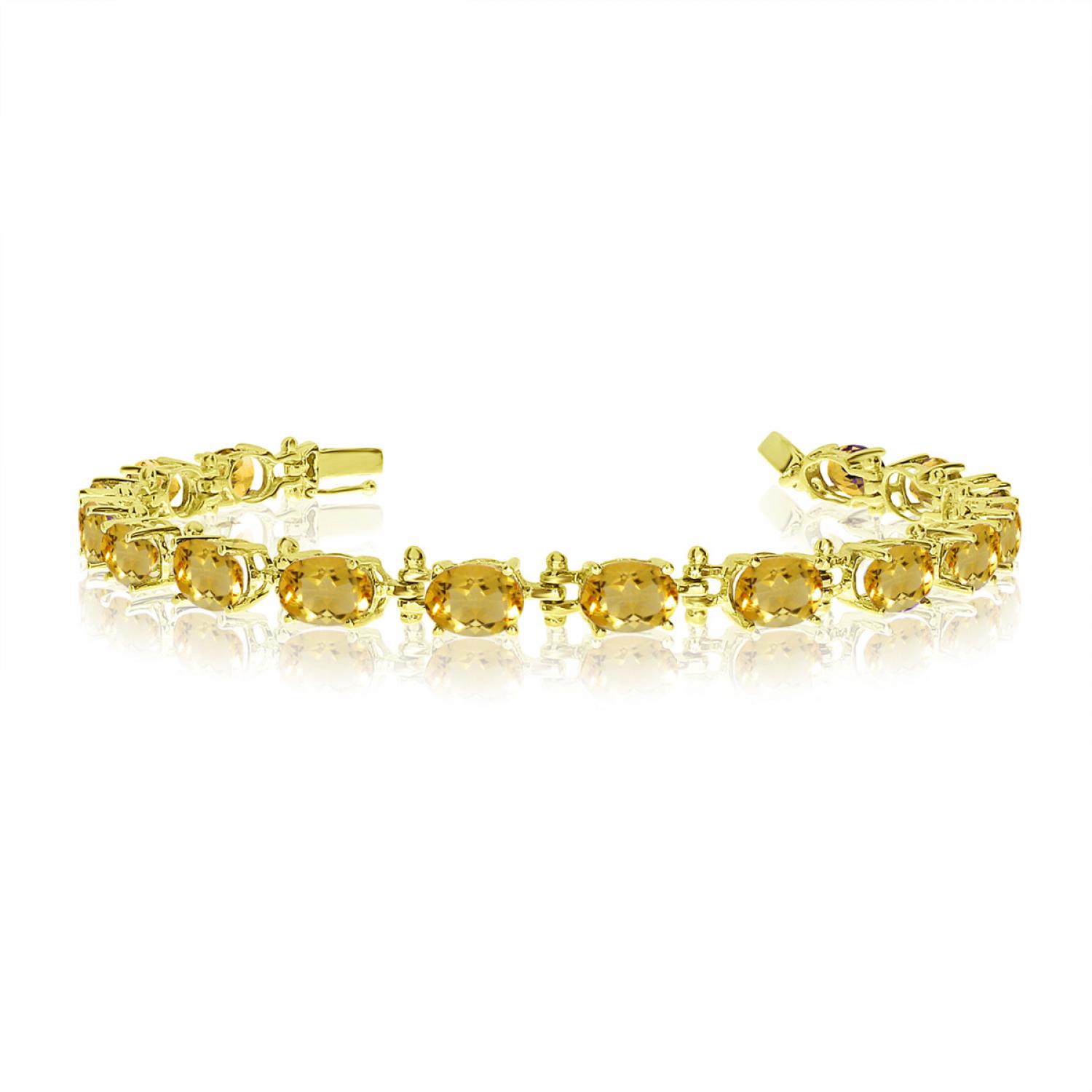 14K Yellow Gold Oval Citrine Bracelet