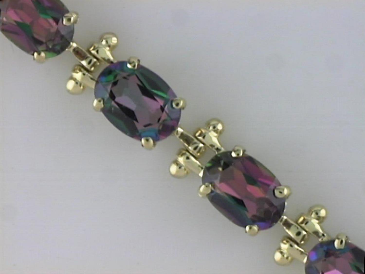 14K Yellow Gold Oval Mystic Topaz Bracelet