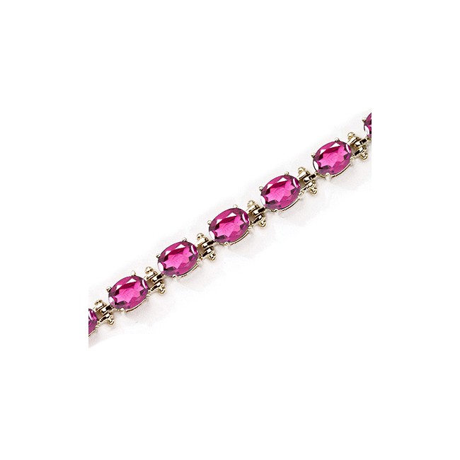 14K Yellow Gold Oval Pink Topaz Bracelet