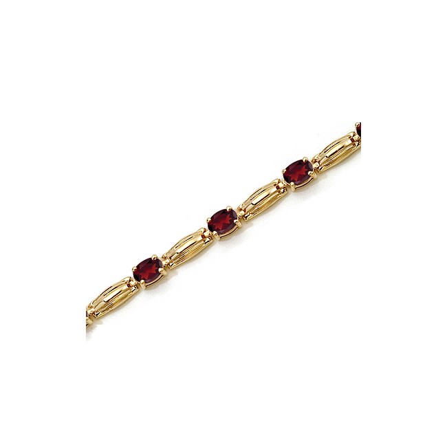 14K Yellow Gold Oval Garnet Bracelet