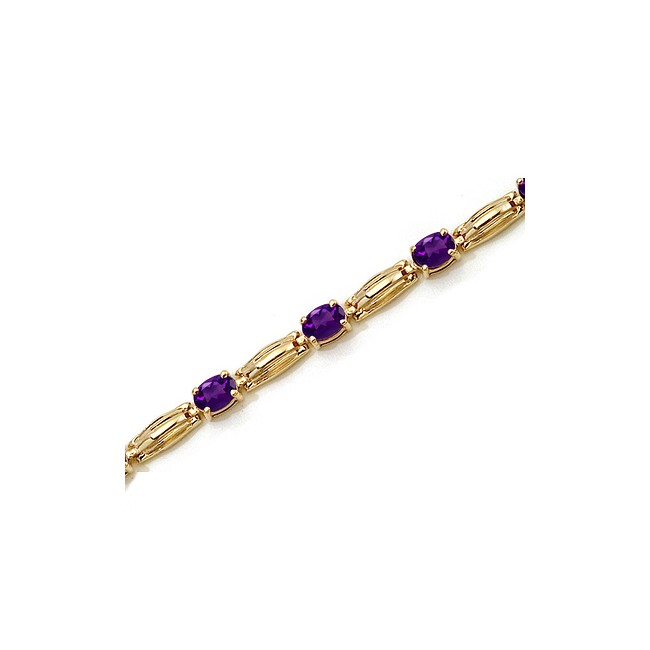 14K Yellow Gold Oval Amethyst Bracelet
