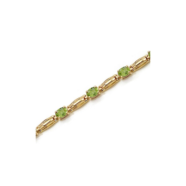 14K Yellow Gold Oval Peridot Bracelet