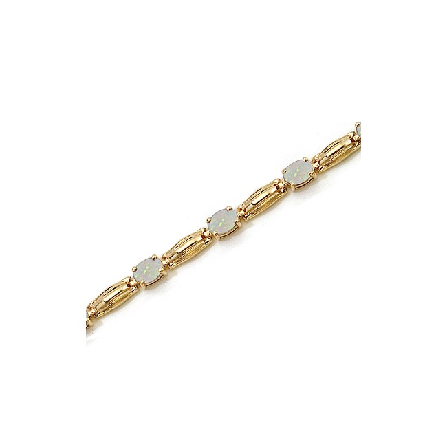 14K Yellow Gold Oval Opal Bracelet