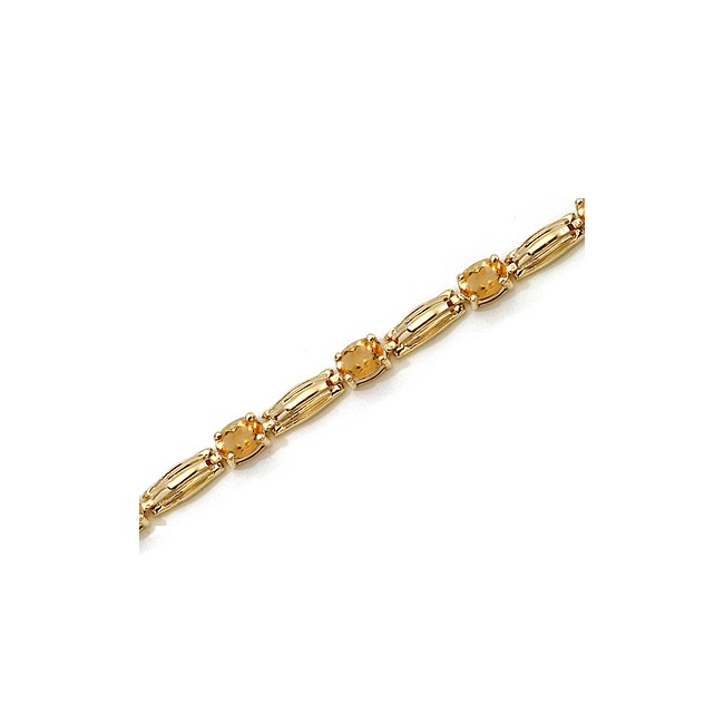 14K Yellow Gold Oval Citrine Bracelet