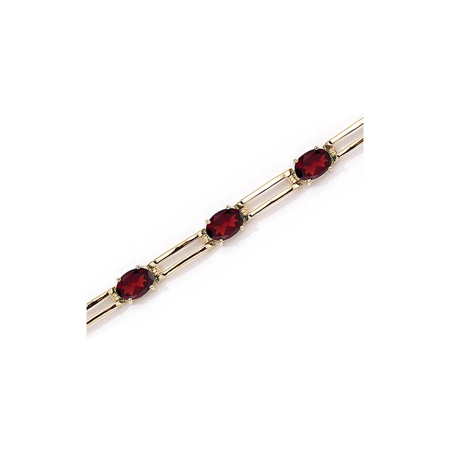 14K Yellow Gold Oval Garnet Bracelet