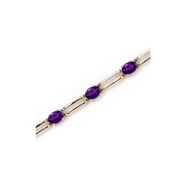 14K Yellow Gold Oval Amethyst Bracelet