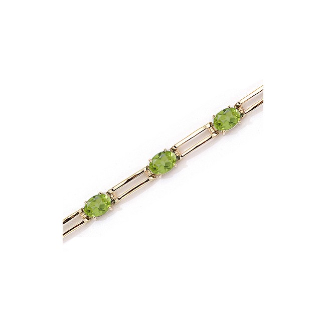 14K Yellow Gold Oval Peridot Bracelet