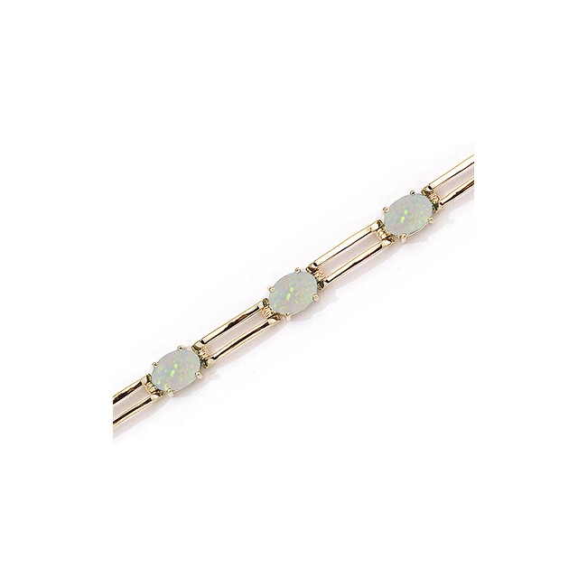 14K Yellow Gold Oval Opal Bracelet