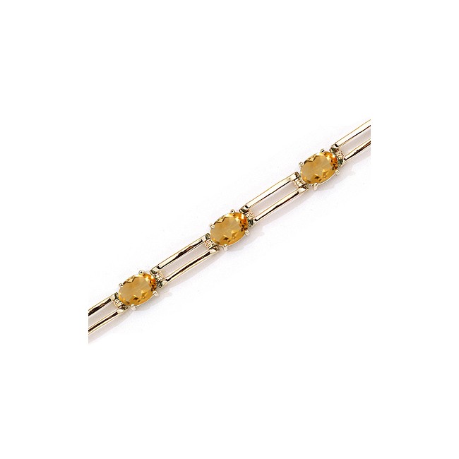 14K Yellow Gold Oval Citrine Bracelet