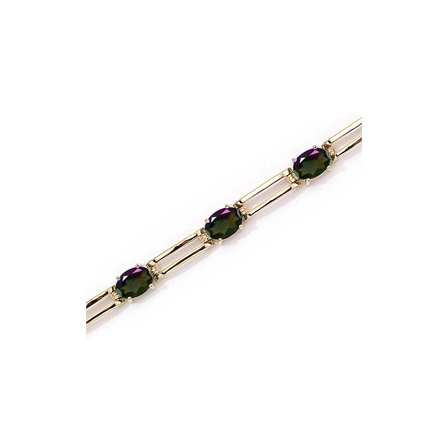 14K Yellow Gold Oval Mystic Topaz Bracelet