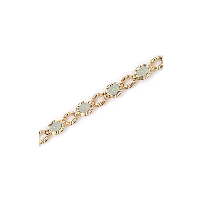 14K Yellow Gold Oval Opal Bracelet