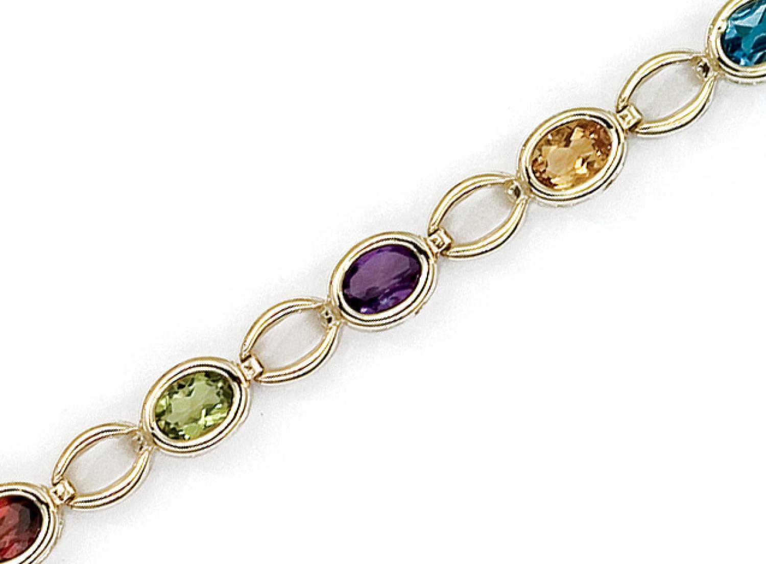 14K Yellow Gold Oval Multi Bracelet