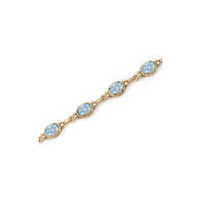 14K Yellow Gold Oval Aquamarine Bracelet