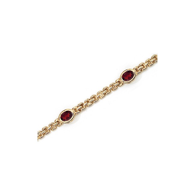 14K Yellow Gold Oval Garnet Bracelet