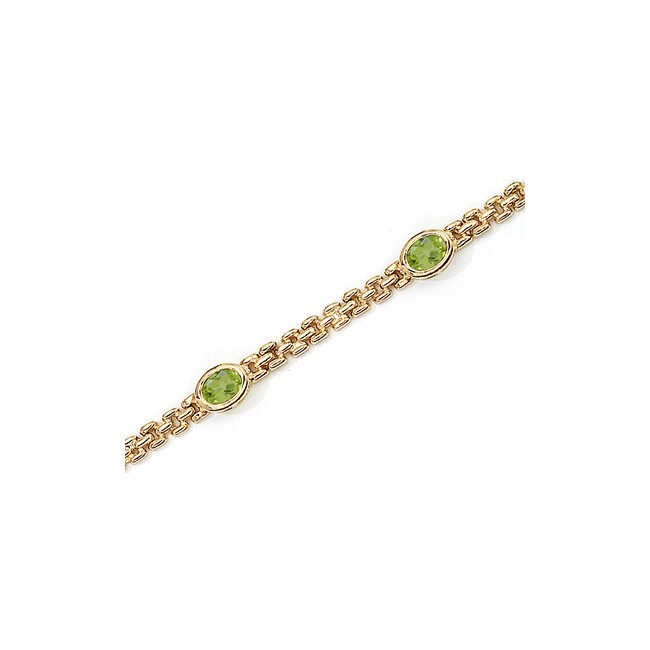 14K Yellow Gold Oval Peridot Bracelet