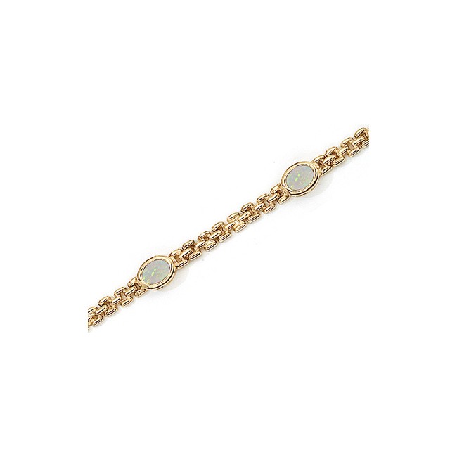 14K Yellow Gold Oval Opal Bracelet