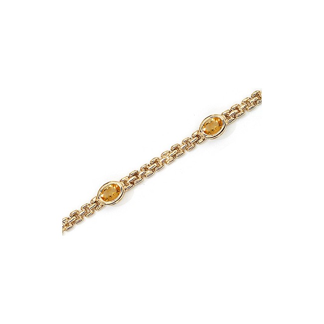 14K Yellow Gold Oval Citrine Bracelet