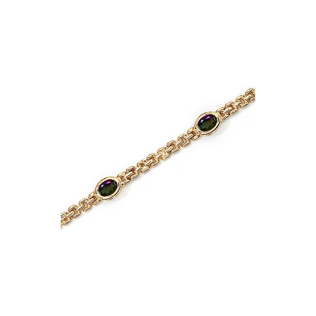 14K Yellow Gold Oval Mystic Topaz Bracelet