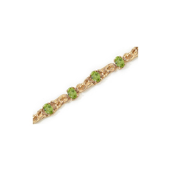 14K Yellow Gold Oval Peridot Bracelet