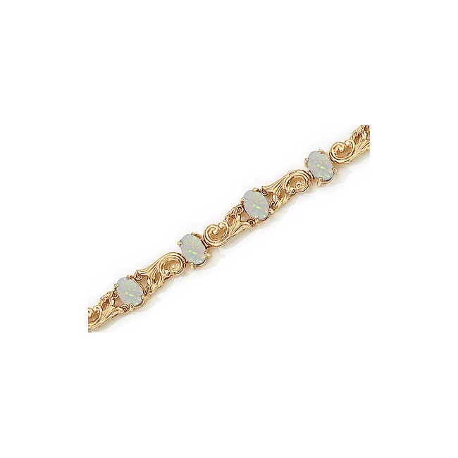 14K Yellow Gold Oval Opal Bracelet