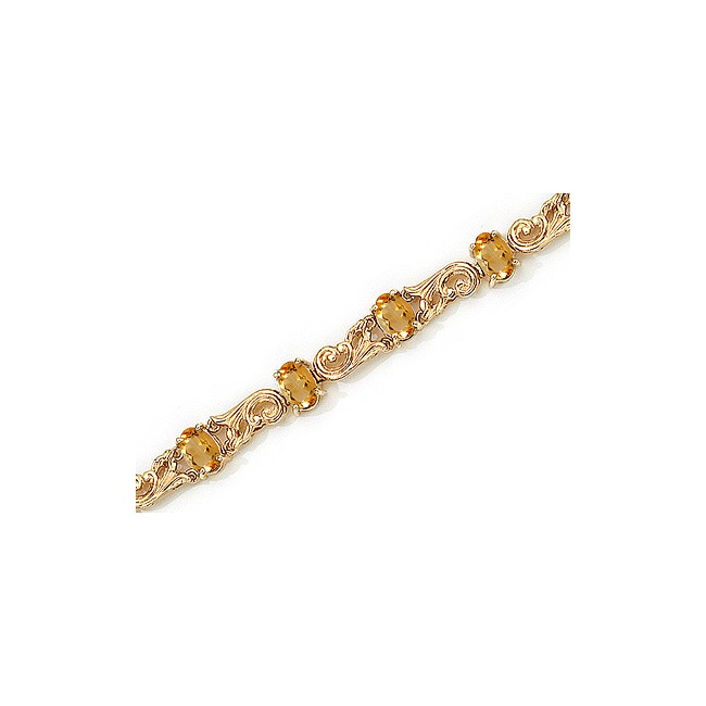 14K Yellow Gold Oval Citrine Bracelet