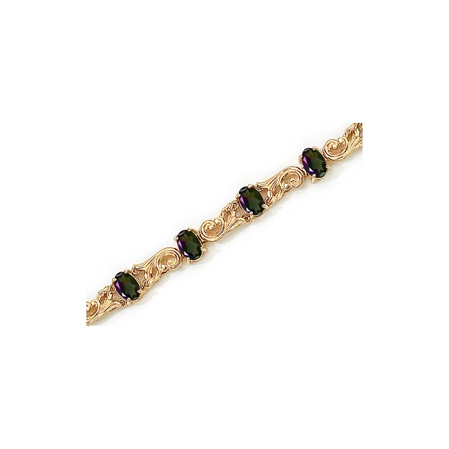 14K Yellow Gold Oval Mystic Topaz Bracelet