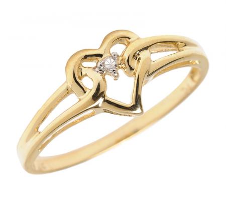 14K Yellow Gold Diamond Heart Ring