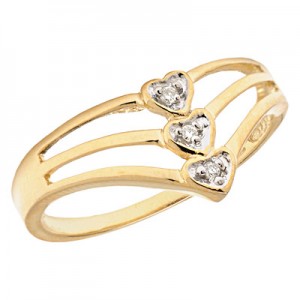 10K Yellow Gold Diamond Heart Ring