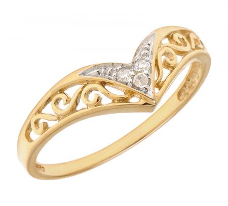 10K Yellow Gold Diamond Chevron Ring