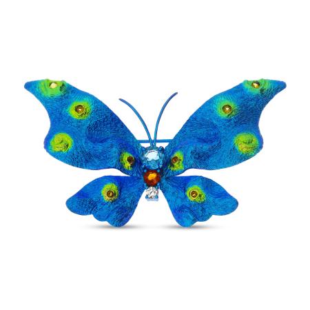 Titanium Starry Night Butterfly Brooch with Blue Topaz, Smoky Quartz and White Sapphire