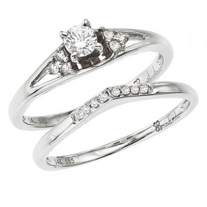 14K White Gold .32 Ct Diamond Qpid Bridal Ring Set