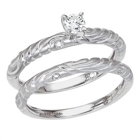 14K White Gold .50 Ct Diamond Qpid Bridal Ring Set