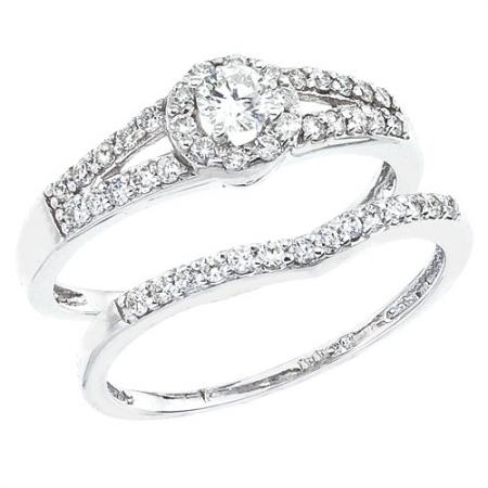 14K White Gold Qpid .50 Ct Diamond Bridal Ring Set